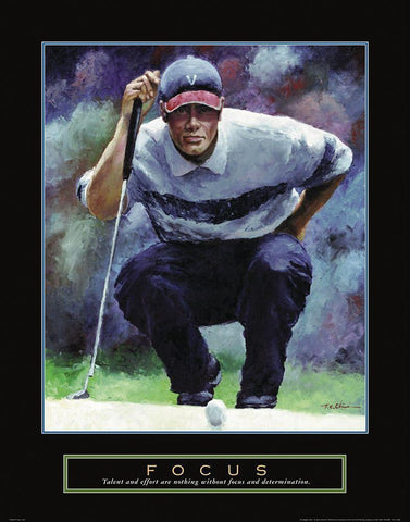 Focus - Golf Shot White Modern Wood Framed Art Print with Double Matting by Unknown