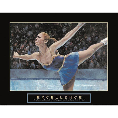 Excellence - Skating Black Modern Wood Framed Art Print with Double Matting by Frontline