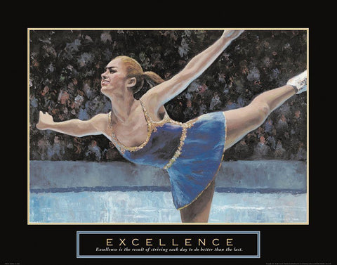 Excellence - Skating Black Ornate Wood Framed Art Print with Double Matting by Frontline