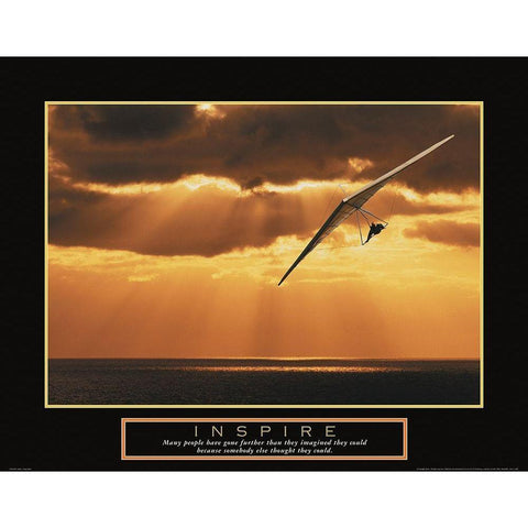 Inspire - Hang Glider Black Modern Wood Framed Art Print with Double Matting by Unknown
