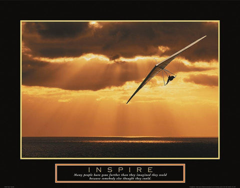 Inspire - Hang Glider Black Ornate Wood Framed Art Print with Double Matting by Unknown