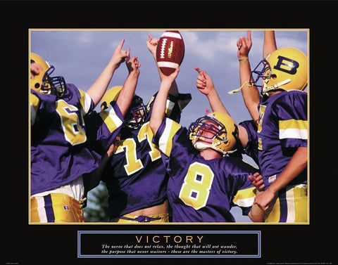 Victory - Football White Modern Wood Framed Art Print with Double Matting by Unknown