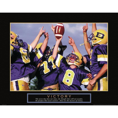 Victory - Football Black Modern Wood Framed Art Print with Double Matting by Unknown