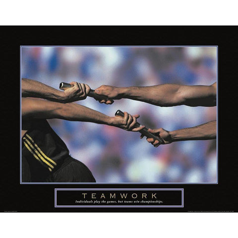 Teamwork - Track and Field Gold Ornate Wood Framed Art Print with Double Matting by Unknown