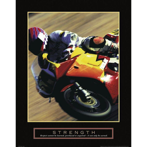 Strength - Motorcycle White Modern Wood Framed Art Print by Unknown