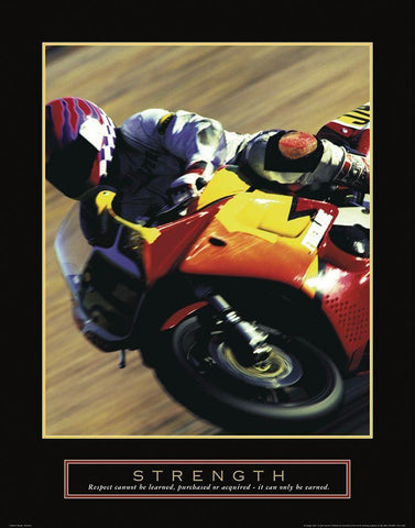 Strength - Motorcycle White Modern Wood Framed Art Print with Double Matting by Unknown