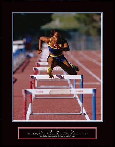 Goals - Track Hurdle Black Ornate Wood Framed Art Print with Double Matting by Frontline