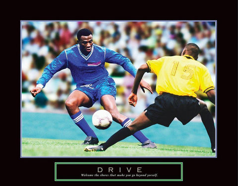 Drive - Soccer Black Ornate Wood Framed Art Print with Double Matting by Frontline