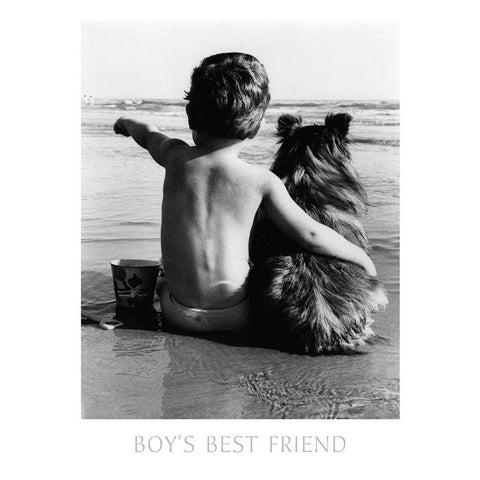 Boys Best Friend Black Modern Wood Framed Art Print with Double Matting by Frontline