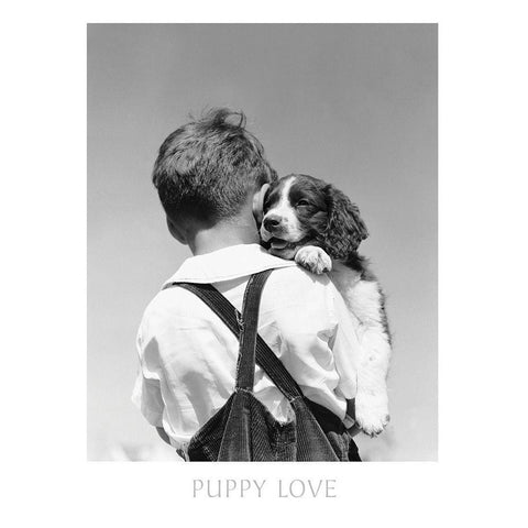 Puppy Love Gold Ornate Wood Framed Art Print with Double Matting by Frontline