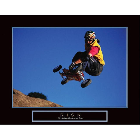 Risk - SkateBoarder Black Modern Wood Framed Art Print with Double Matting by Frontline