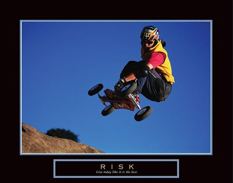 Risk - SkateBoarder Black Ornate Wood Framed Art Print with Double Matting by Frontline