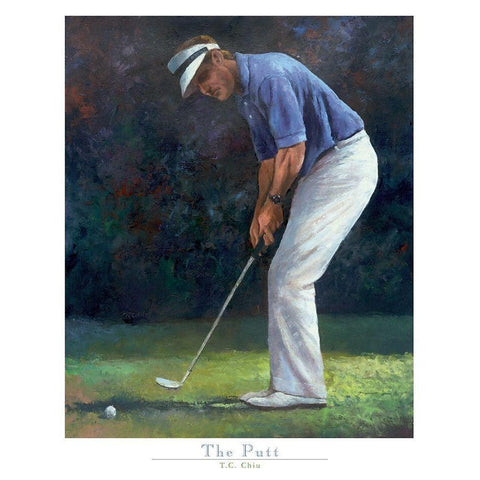 Golf The Putt Gold Ornate Wood Framed Art Print with Double Matting by Frontline