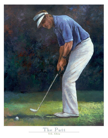 Golf The Putt Black Ornate Wood Framed Art Print with Double Matting by Frontline