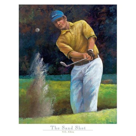 Golf The Sand Shot Black Modern Wood Framed Art Print with Double Matting by Frontline