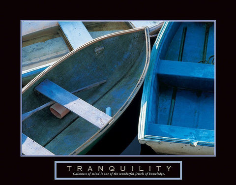 Tranquility - Boats Black Ornate Wood Framed Art Print with Double Matting by Unknown
