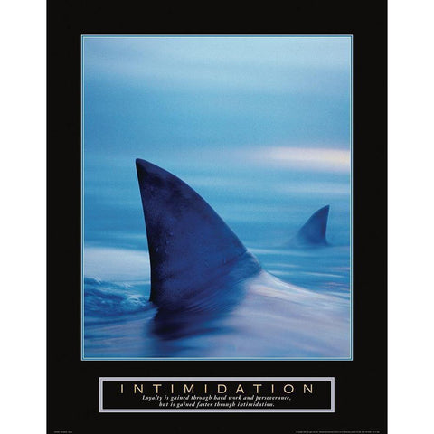 Intimidation - Sharks White Modern Wood Framed Art Print by Frontline