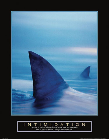 Intimidation - Sharks Black Ornate Wood Framed Art Print with Double Matting by Frontline