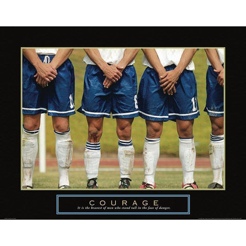 Courage - Soccer Gold Ornate Wood Framed Art Print with Double Matting by Frontline