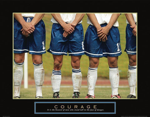 Courage - Soccer Black Ornate Wood Framed Art Print with Double Matting by Frontline