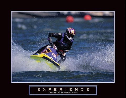 Experience - Jet Ski Black Ornate Wood Framed Art Print with Double Matting by Frontline