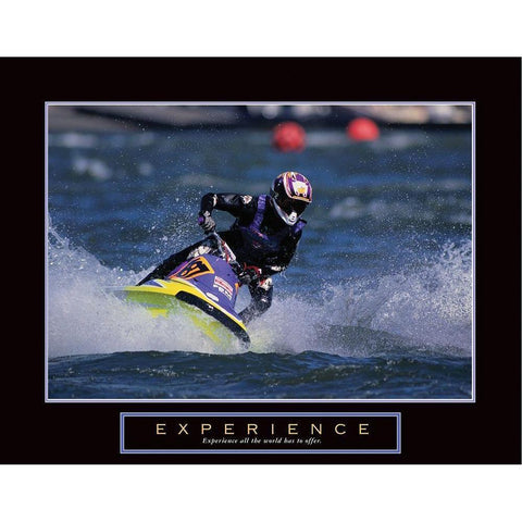 Experience - Jet Ski Black Modern Wood Framed Art Print with Double Matting by Frontline