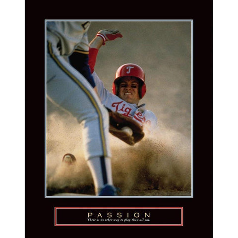 Passion - Baseball Gold Ornate Wood Framed Art Print with Double Matting by Frontline