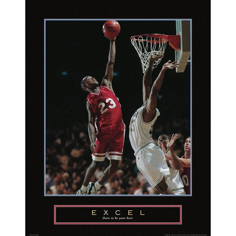 Excel - Basketball White Modern Wood Framed Art Print by Frontline