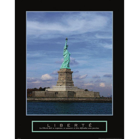 Statue of Liberty - Liberte Gold Ornate Wood Framed Art Print with Double Matting by Frontline