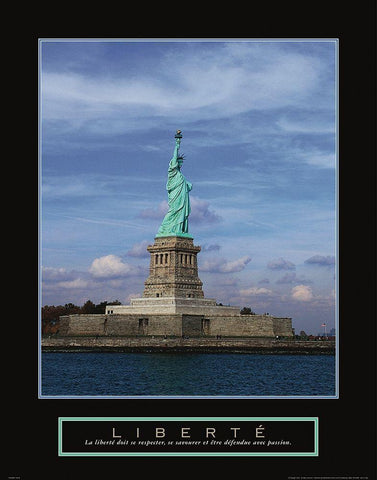 Statue of Liberty - Liberte Black Ornate Wood Framed Art Print with Double Matting by Frontline