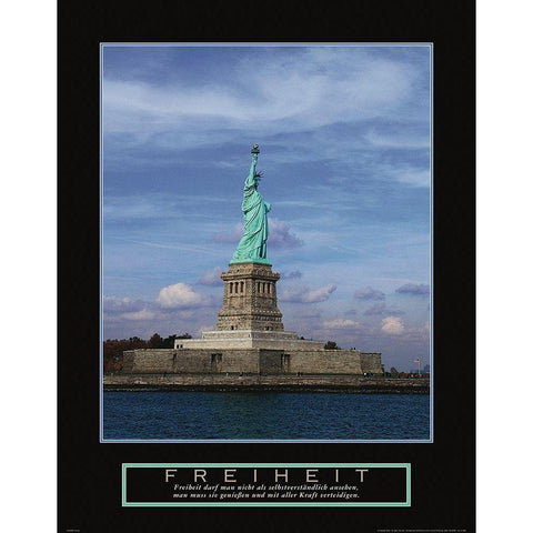 Statue of Liberty - Freiheit Black Modern Wood Framed Art Print with Double Matting by Frontline