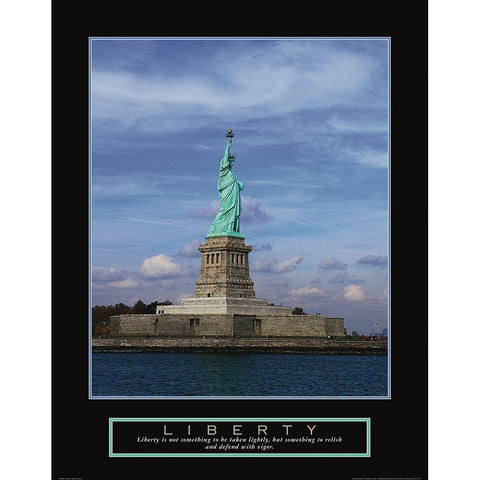 Statue of Liberty Gold Ornate Wood Framed Art Print with Double Matting by Frontline