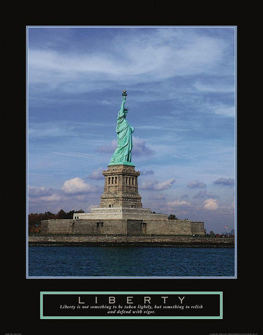 Statue of Liberty Black Ornate Wood Framed Art Print with Double Matting by Frontline