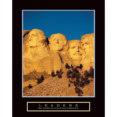 Leaders - Mt Rushmore Black Modern Wood Framed Art Print with Double Matting by Frontline