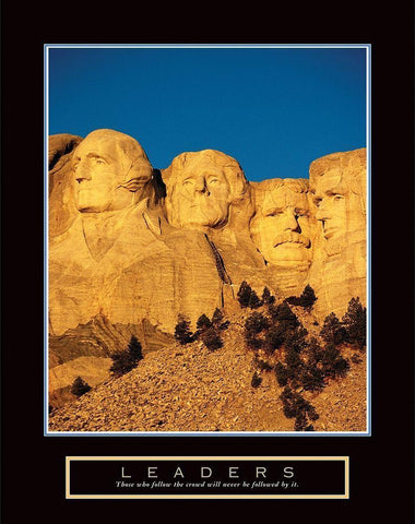 Leaders - Mt Rushmore White Modern Wood Framed Art Print with Double Matting by Frontline