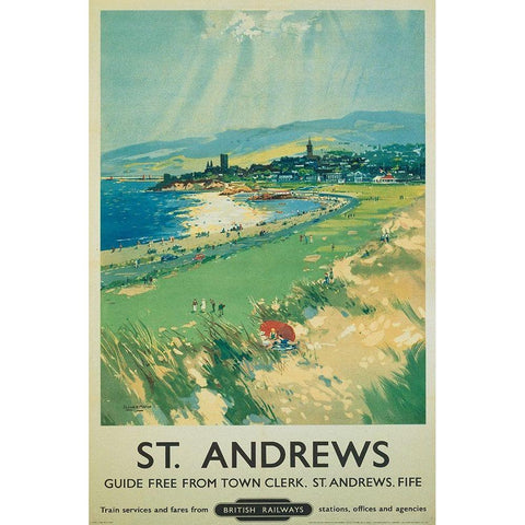 Golf - St Andrews White Modern Wood Framed Art Print by Unknown