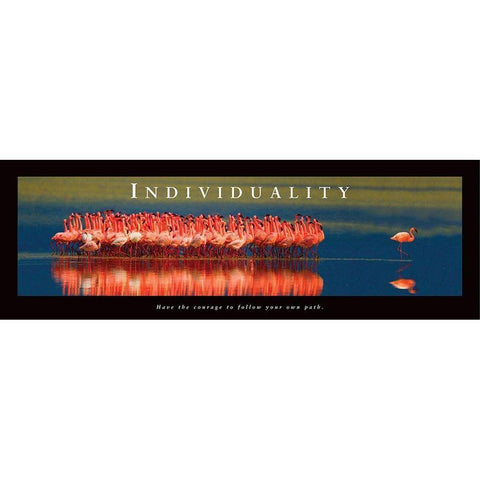Individuality - Flamingos Gold Ornate Wood Framed Art Print with Double Matting by Unknown