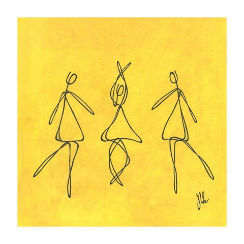 Yellow Dancers Black Modern Wood Framed Art Print with Double Matting by Frontline