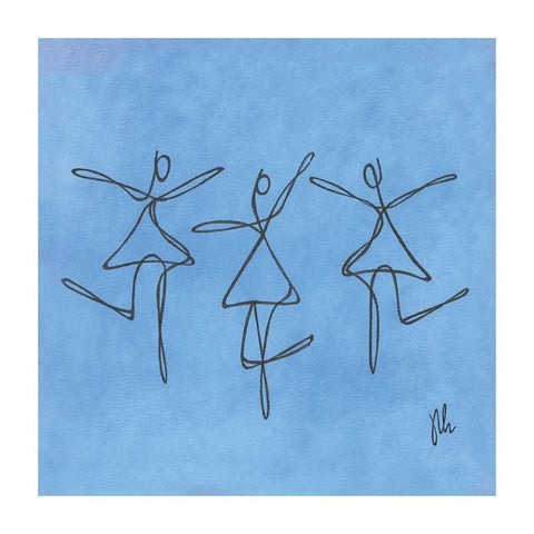 Blue Dancers Black Modern Wood Framed Art Print with Double Matting by Frontline