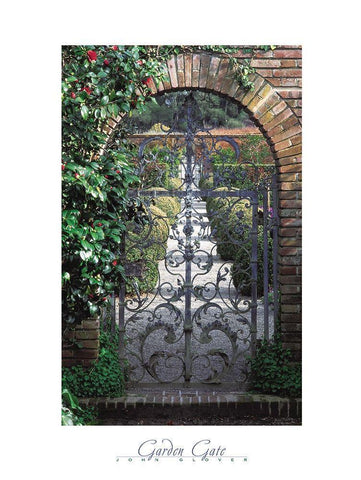 Garden Gate White Modern Wood Framed Art Print with Double Matting by Frontline