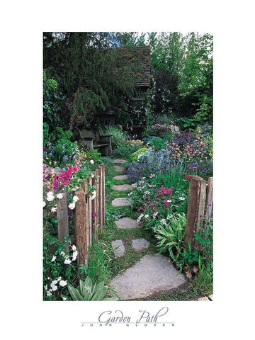 Garden Path Black Ornate Wood Framed Art Print with Double Matting by Frontline