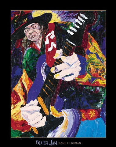 Blues Jammin Black Ornate Wood Framed Art Print with Double Matting by Frontline