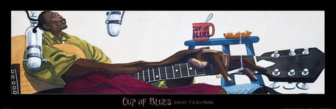 Cup of Blues White Modern Wood Framed Art Print with Double Matting by Frontline