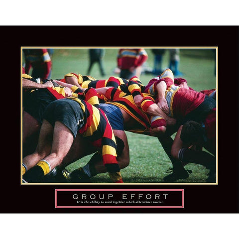 Group Effort - Rugby Gold Ornate Wood Framed Art Print with Double Matting by Frontline