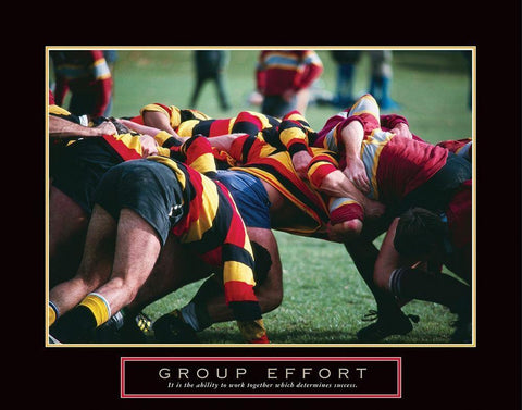 Group Effort - Rugby Black Ornate Wood Framed Art Print with Double Matting by Frontline