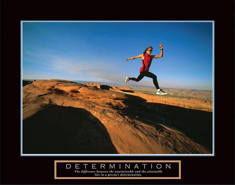 Determination - Runner Black Ornate Wood Framed Art Print with Double Matting by Frontline