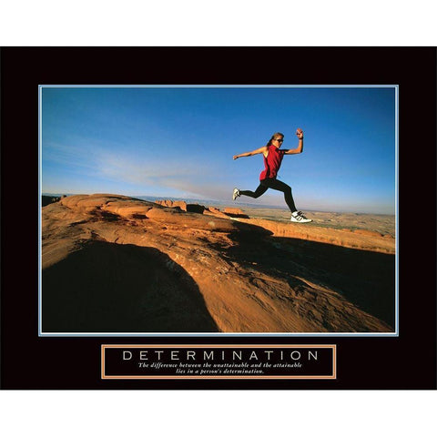 Determination - Runner Black Modern Wood Framed Art Print with Double Matting by Frontline