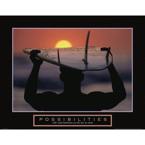 Possibilities - Surfer Black Modern Wood Framed Art Print with Double Matting by Frontline