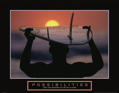 Possibilities - Surfer White Modern Wood Framed Art Print with Double Matting by Frontline