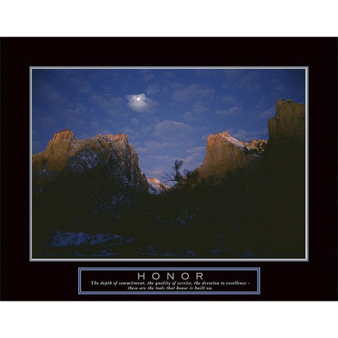 Honor - Mountain Moon White Modern Wood Framed Art Print by Frontline